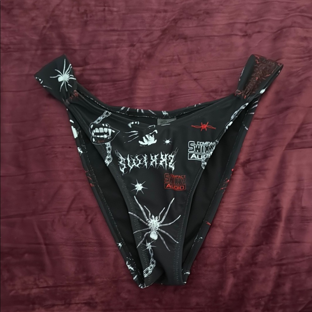 Edgy Black Graphic Bikini Bottom (Repost)